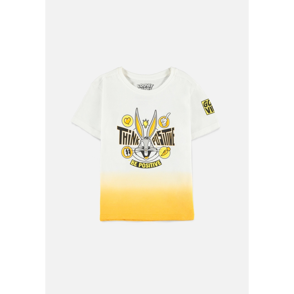Looney Tunes - Bugs Bunny Think Positive Kids Tshirt - White/Yellow